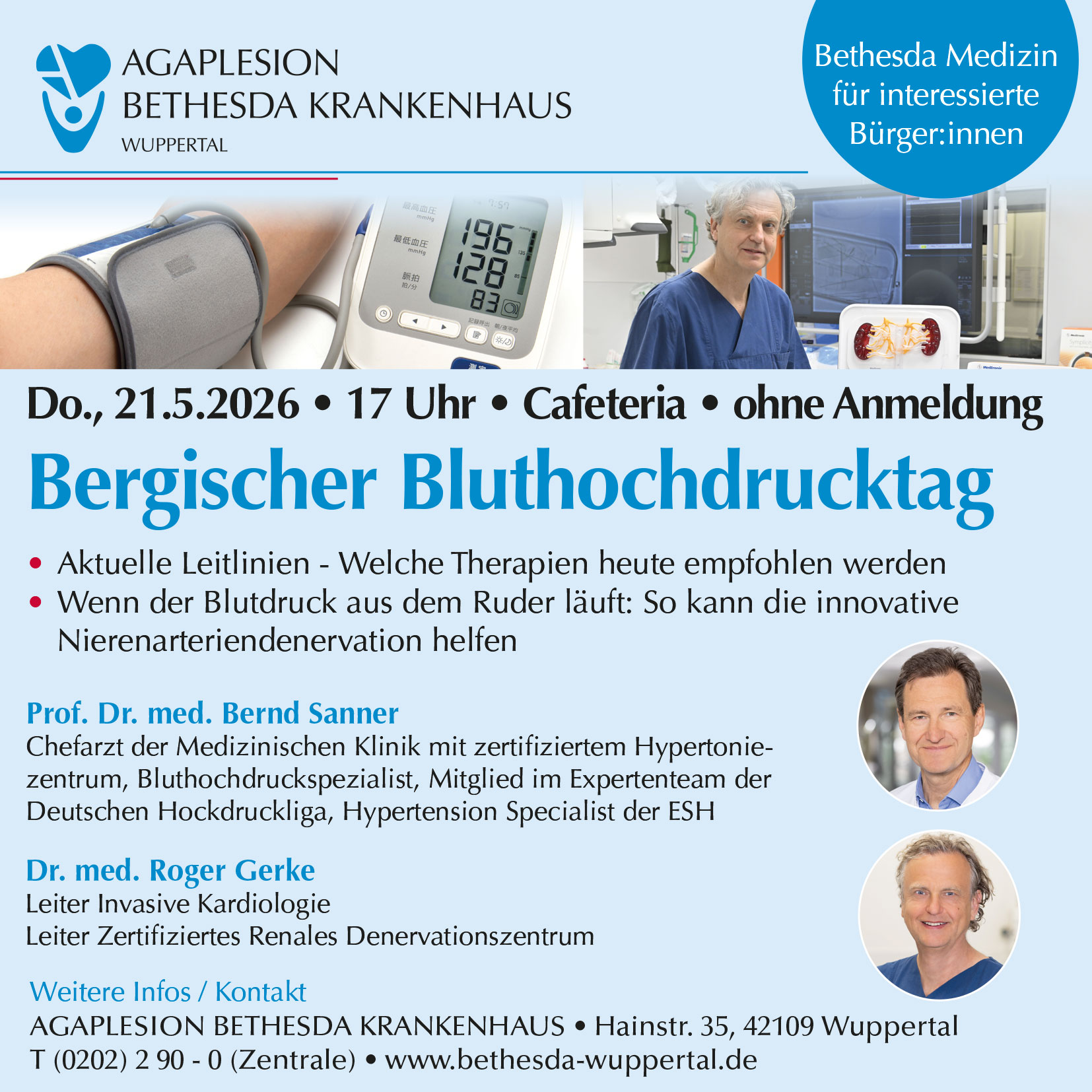 Bergischer Bluthochdrucktag 2026 in Wuppertal – Moderne Therapien, Expertenvorträge & kostenfreie Teilnahme