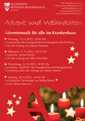 Programm Advent und Weihnachten im Bethesda Krankenhaus